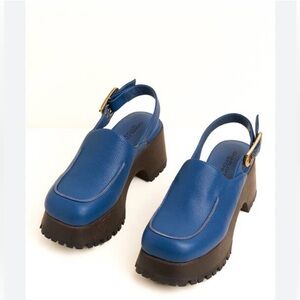 NIB Sold Out Charlotte Stone Carlos Slingback Platform Clogs Swell Blue Size 13